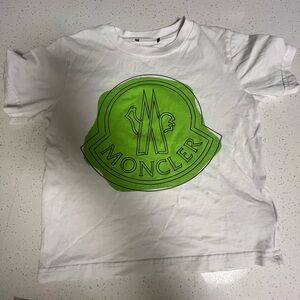 Moncler Kids Tee with Vibrant Green Emblem
